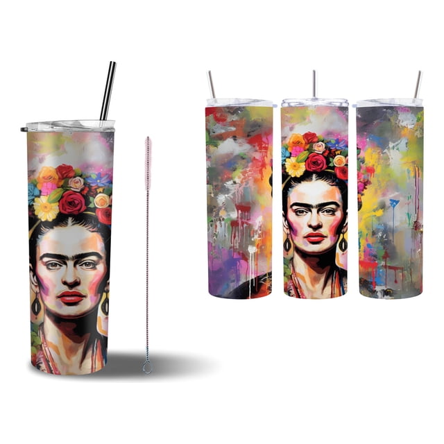Termo Tumbler SVART 20 oz diseño Frida Kahlo estilo arte urbano MD7