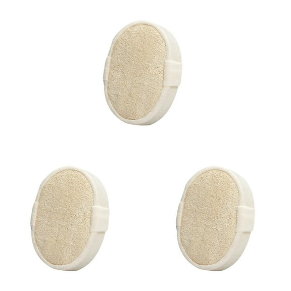 Natural Loofah Sponge, Furenl Durable & Gentle Terry Towel Cloth Pad, 3Pc Loofah Shower Sponge Exfoliating Body Scrubber – Spa Grade Skin Care