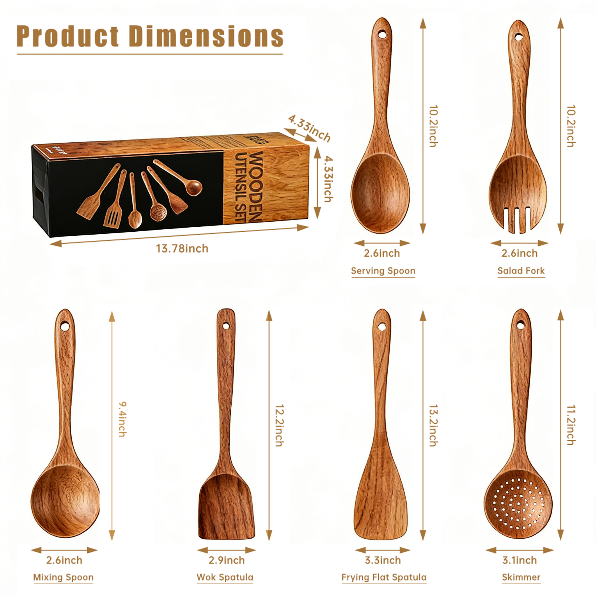 GPED 6-Piece Teak Wood Cooking Utensils Set photo 6