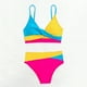 thumbnail image 4 of Conjunto de Bikini de Cintura Alta para las Mujeres Bloque de Color Cruzando Suspensiones, Traje de Baño de Moda sin Espalda Sexy, 4 of 6