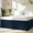 Navy Blue, variant on Elastic Strap Wrap Around Dust Ruffle for Queen Bed Skirt 16 inchs Drop, with Scalloped Edge Easy to Install on Bed Bases & Frames, Wrinkle-Free (Navy Blue)