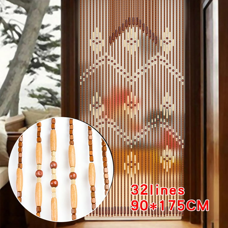 Tfcfl Wood Beaded Curtain Bamboo 32 Line Wave Dense Fringe Handmade Door Beads 68 9 Com