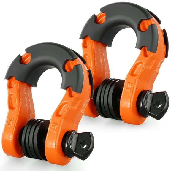 VEVOR 3/4" D-Ring Shackle, 2 Pack Alloy Steel Shackles 66139 lbs (30 Ton) Break Strength with 7/8" Screw Pin, Isolators & Washers, Heavy Duty Off Road Vehicle Recovery Shackle for Jeep Truck, Orange