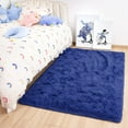 Bailu Fluffy Light Navy Rug for Living Room,2x3 Area Rugs,Thick Plush