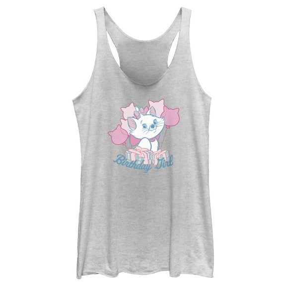 Women's Aristocats Marie Birthday Girl  Racerback Tank Top White Heather Medium