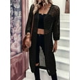 thumbnail image 5 of Women'S Hollow Out 3/4 Sleeve Open Front Knit Cardigan Long Sweater Tops Black XXL, 5 of 8