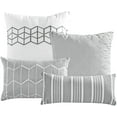 thumbnail image 3 of Luxury 7 Piece King/Cal-King Comforter Set with Shams Cushions,Modern Bright Elegant Artistic Striped Lt Gray Button-Tucked Geometrical Print & Embro,Bed Cover Bed in Bag22162V-GRAY, King/Cal-King, 3 of 4