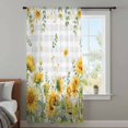 thumbnail image 4 of Sunflower Sheer Curtains 108" Extra Long, Summer Eucalyptus Botanical Floral Grey Plaid Light Filering Curtains, Privacy Drapes Simi Floor to Veiling Curtain for Living Room Large Window Treatment, 4 of 9
