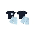 thumbnail image 2 of BemeyourBBs Toddler Baby Boy 4th of July Outfit Patriot Fourth of July Summer Independence Day Clothes American Flag Chest Pocket Short Sleeve T-Shirts with Shorts 2 Pcs Set, 2 of 9