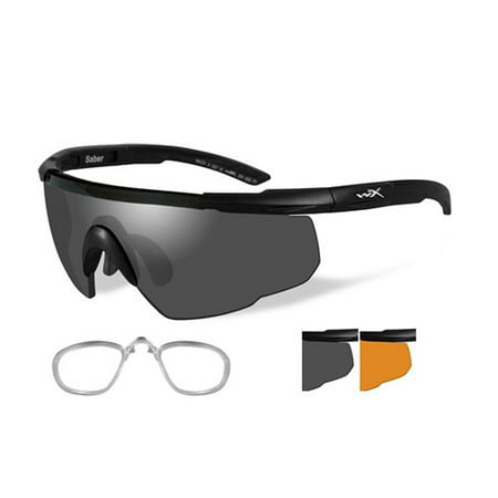 Wiley X Saber Advanced Sunglasses - Smoke Grey/Rust Lens - Matte Black Frame w/Rx Insert
