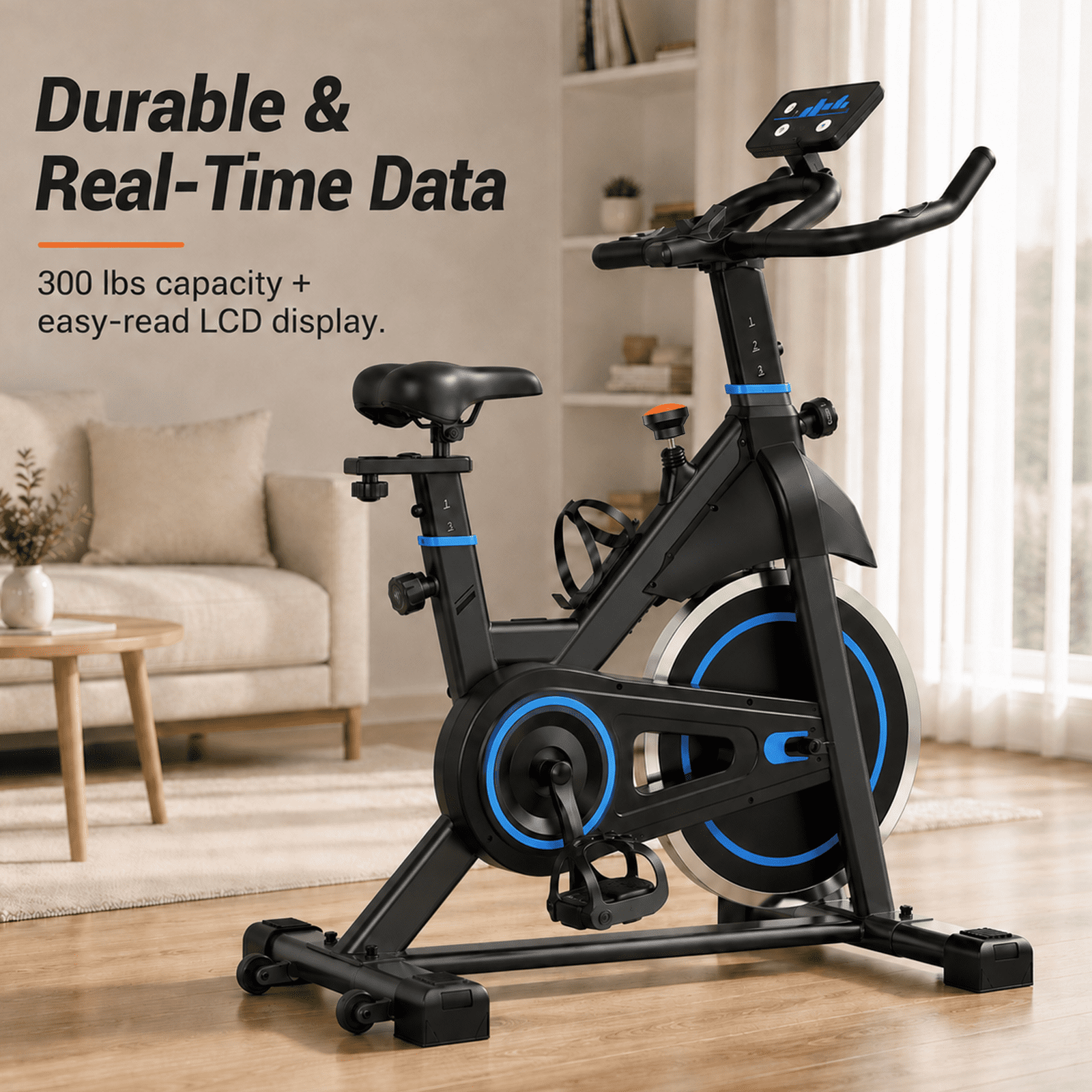 Alvantor Exercise Bike with a Liquid Crystal Display and an Infinite Resistance Adjustment Function, allowing for Adjustment of the Seat and Handlebars, Low Noise