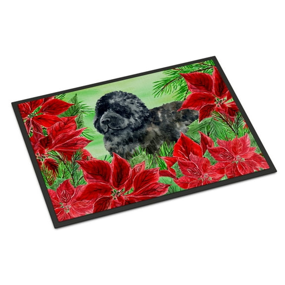 Carolines Treasures CK1319JMAT Newfoundland Poinsettas Door Mat Indoor Rug or Outdoor Welcome Mat 24x36 Doormat 36"L x