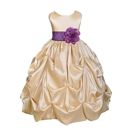 - Ekidsbridal Champagne Satin Taffeta Pick-Up Bubble Flower Girl Dress Birthday Girl Dress Princess Dresses Ballroom Gown Special Occasion Dresses Easter Summer Dresses Pageant Gown Daily Dresses 301S