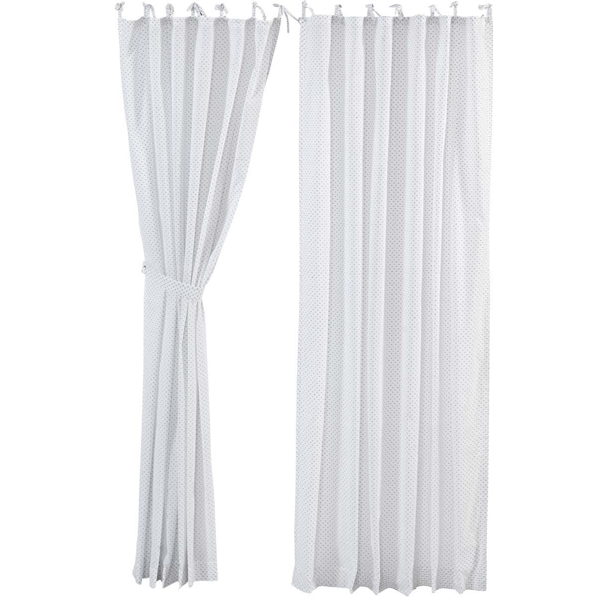 White Farmhouse Curtains Nora Tie Top Cotton Tie Back(s) Sheer Polka