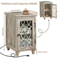thumbnail image 2 of 2Pcs Farmhouse Nightstand w/Charging Station, Wooden Rustic Narrow Bedside Table, End Table w/Storage Shelf & Door for Bedroom, Living Room, Gray, 2 of 9