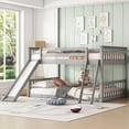 thumbnail image 2 of Bellemave Full Over Full Bunk Bed with Slide and Ladder Wood Floor Bunk Bed with Headboard Full Size Low Bunk Bed Frame No Box Spring Needed, Gray, 2 of 9