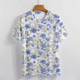 thumbnail image 3 of Floral Colorful Flower Women's Short Sleeve T-Shirt Crew Neck Casual Summer Trendy Loose Fit Tops, 3 of 6