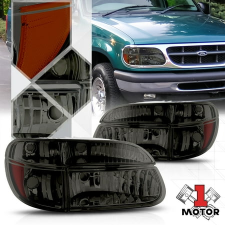 Smoke Tinted Headlight Amber Turn Signal For 95 01 Ford Explorer 97 Smoke Tinted Headlight Amber Turn Signal For 95 01 Ford Explorer 97 Mountaineer 96 98 99 00