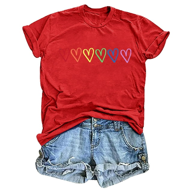 Lolmot Blouses pour Femmes, Mode Féminine Imprimé Manches Courtes Blouse Amusante Col Rond T-Shirt Tops