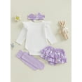 thumbnail image 5 of BemeyourBBs Newborn Baby Girl Easter Outfits Easter Bunny Long Sleeve Romper Rabbit Ruffle Skort Shorts Skirt Headband Socks Set Spring Summer Clothes, 5 of 9