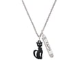 thumbnail image 2 of Delight Jewelry Tall Sitting Matte Black Cat Silvertone Believe Faith Prayer Hope Bar Charm Necklace, 23", 2 of 4