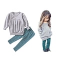 thumbnail image 1 of Cm C&M Wodro Ropa Para Niñas Pequeñas Conjunto De Camisetas De Manga Larga Y Pantalones Largos Cálidos De Invierno (Gris 5-6 Años (130)), 1 of 1