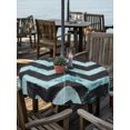 thumbnail image 3 of Outdoor Tablecloth with Umbrella Hole Zipper Abstract Teal Round Tablecloth 60" Waterproof Outside Table Cloth Geometric Zigzag Waves Bohemian Stripes Patio Table Cover Tablecloths for Picnic Party, 3 of 8