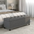 thumbnail image 2 of BELLEZE Button-Tufted Faux Leather Storage Ottoman Bench - Brentwood (Rustic Gray), 2 of 7