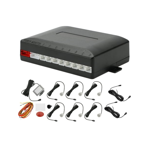 Sistema de radar de reversa para automóvil con pantalla LCD, sensores de estacionamiento de reversa, detección de distancia, 6 sensores de estacionamiento, tono plateado