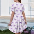 thumbnail image 5 of CCRFTGI Short Sleeve Dresses for Children Girls Size 8 Basic 2026 Summer A Line Skater Dress Cute Bowknot Print Dresses Holiday Girls Clothes Fashion Purple 5-6 Years, 5 of 5