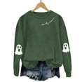 thumbnail image 7 of NMMUED Women's Halloween Sweatshirt, Oversized Tshirts for Women, Halloween Long Sleeve Shirt, Embroidered Tops for Women, Cute Halloween Sweatshirts for Women, Dark Green XL, 7 of 7
