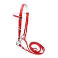 thumbnail image 3 of Cabezada de caballo con riendas, cuerda de montar, accesorios de equitación, cabestro, testera de cabestro M rojo, 3 of 9