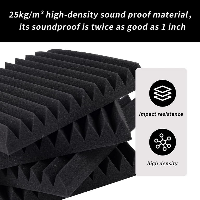 Musfunny 12 Pcs 2 x 12 x 12 Sound Proof Acoustic Foam Panels High  Density Wedges Soundproof Wall Panels Sound Dampening Panel for Studio,  Home