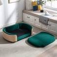 thumbnail image 6 of Pefilos 38" Pet Sofa Dog Bed for Medium Dogs with Wood Legs and Bent Back, Cat Sofa Bed for Indoor Cats, Pet Snuggle Couch Furniture, Green, 6 of 16