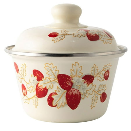 

TOYMYTOY 1Pc Vintage Enamel Basin Retro Enamel Bowl Tureen Pot with Lid (Random Pattern)