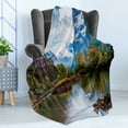 thumbnail image 4 of Nature Soft Flannel Fleece Throw Blanket, Norway Mountain Range Snowy Peaks by the Lake Fishing Nordic Northern Landscape, Cozy Plush for Indoor and Outdoor Use, 70" x 90", Multicolor, by Ambesonne, 4 of 5