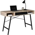 thumbnail image 4 of JJS Wood Home Office Writing/Computer Desk with Drawers in Black/Gray, 4 of 7