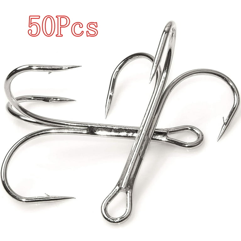 Cheers.US 50 Pcs Treble Hooks Large Size Strong Triple Fishing Hooks for Big  Game Trout Bluefish Salmon Kingfish 