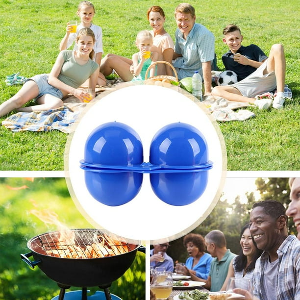 Caja de almacenamiento de huevos de 2 rejillas para acampar, Picnic, senderismo, portador de huevos (azul)