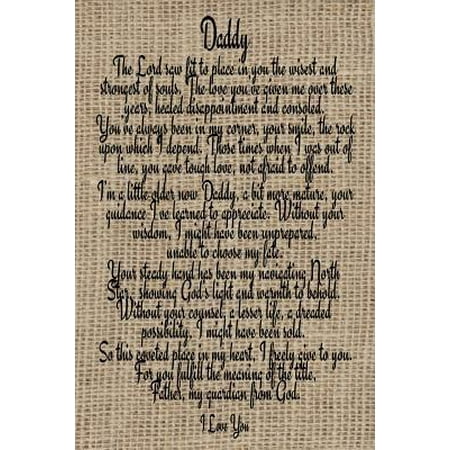 Daddy I Love You - Faux Burlap Journal : 6x9 Blank Lined 120 Page Father Poem Notebook, Daddy Gift Idea, Father's Day Card Alternative, Birthday Present For (Best Dad Poems For Fathers Day)