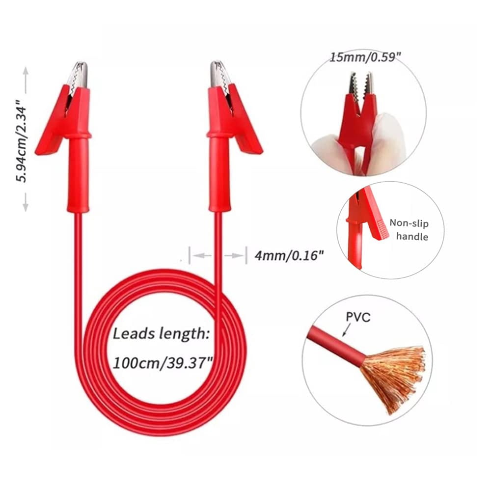 Treedix 5PCS Alligator Clips Test Leads Dual Ended Crocodile Wire Cable with Insulators Clips Test Flexible Copper Cable for Electrical Testing 3.3ft/1m 5 Colors