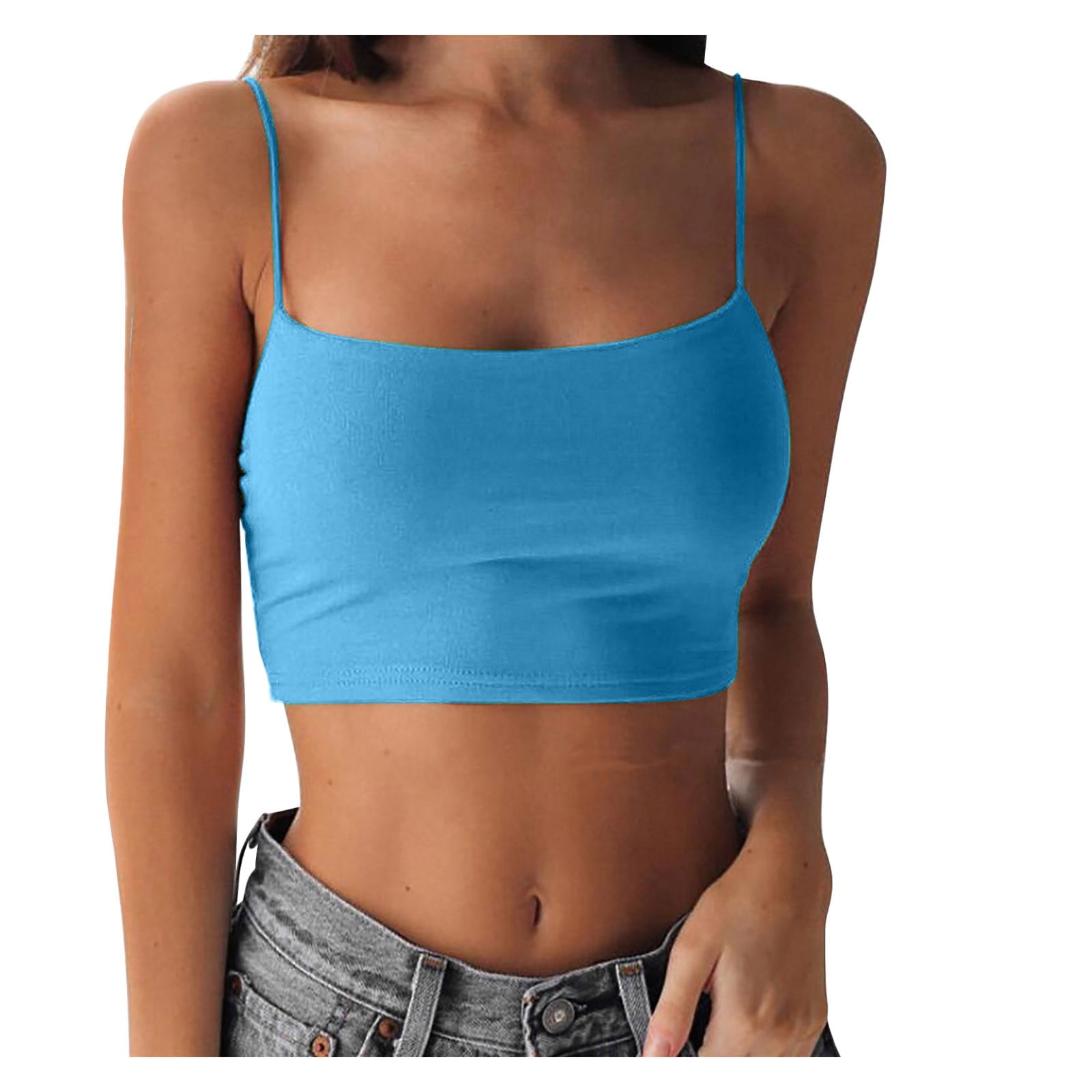 KKJ Women's Cute Eyelet Sleeveless Tank Top - Loose Flowy Summer Shirt, Peacock Blue, Medium