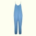 thumbnail image 4 of Toddler Kids Girls' Casual Sleeveless Jumpsuits Spaghetti Strap Loose Romper Wide Leg Long Pants with Pockets, Summer Fashion Cute Solid Color Suspenders Clothes Blue qILAKOG 7-8 Years, 4 of 6