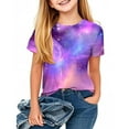 thumbnail image 2 of Favoffer Unisex Kids' Summer Multicolor Galaxy-Graphic Cool Tee Relaxed Round Neck Short-Sleeve Stretchy Top, for Casual, Travel, Play, Sport 3-14Y, 2 of 8