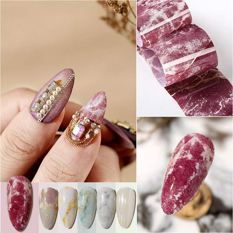 Marble Nail Foil , 10 Rolls Marble Stone Nail Foils Colorful Blooming Print  Nail Art Foil Wraps Decals Diy Nail Decoration For Women G