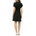 thumbnail image 3 of INSPIRE CHIC Short Sleeve Dress for Women's V Neck Petal Sleeve Dressy Casual Midi Dresses with Belt XS Black, 3 of 6