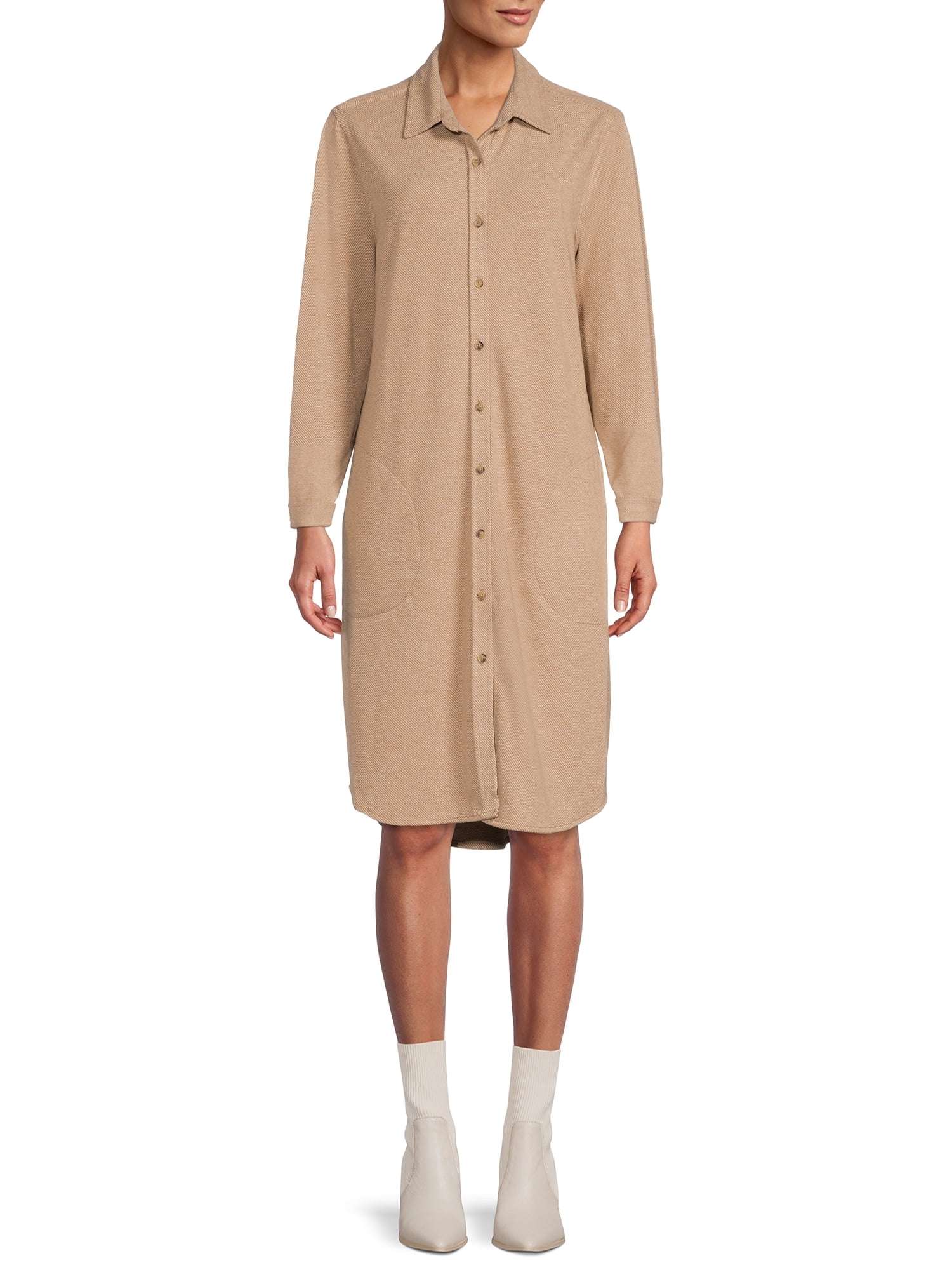 Eliza Long Solid Button Down Dress