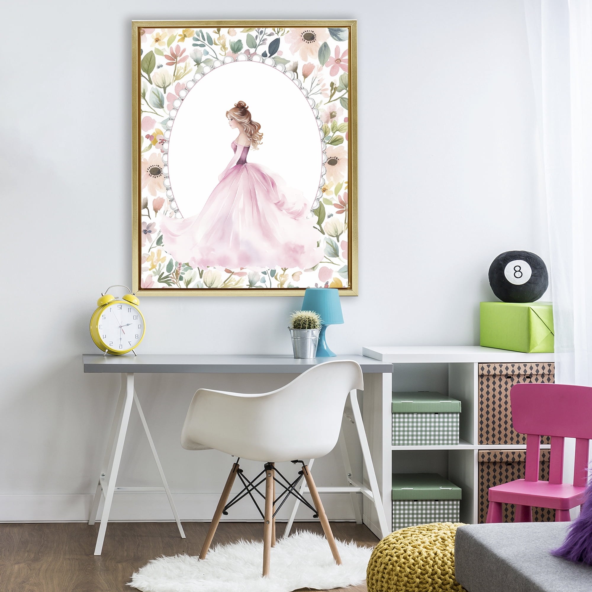 Stupell Industries Elegant Princess Love Gold Framed Floater Canvas Wall Art, design by Christine Simpson Art