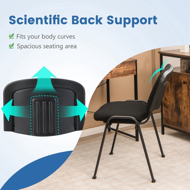 Chaise d'invité de bureau avec base traîneau et support lombaire, chaise ergonomique à dossier moyen pour salle de conférence sans roulettes, chaise exécutive pour salle d'attente ou église