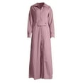 thumbnail image 5 of Vestido liso de mujer con cinturón, manga larga y escote en V profundo, poliéster y spandex, estilo informal y elegante, tallas S-XXXL, 5 of 5